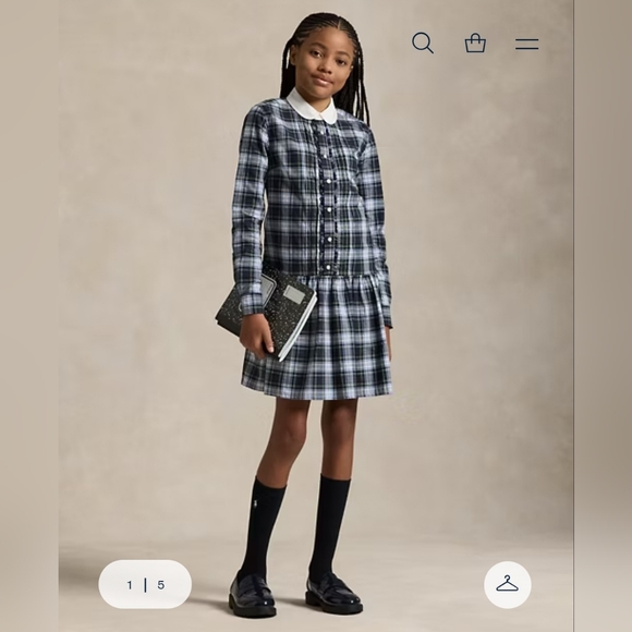 Ralph Lauren Polo Plaid Long Sleeve Drop Waist Dress - Picture 1 of 6